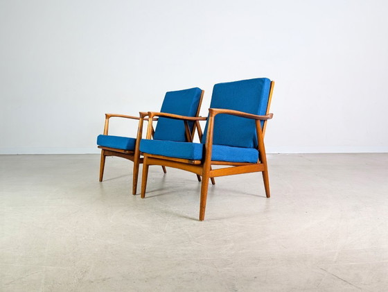 Image 1 of 2x poltrone originali Mid-Century in teak vintage