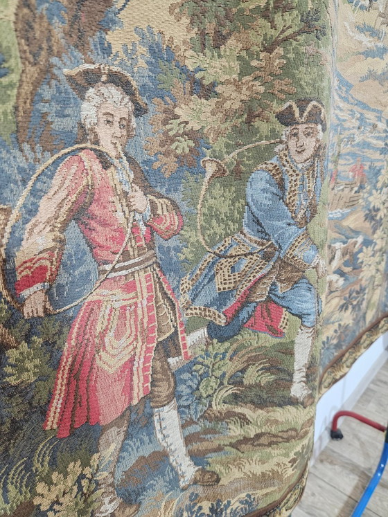 Wandtapijt met jachtmotief in Aubusson-stijl van JP Paris, jaren 70 – Wanddecoratie, Textile, 1970 (photo 8 of 18)