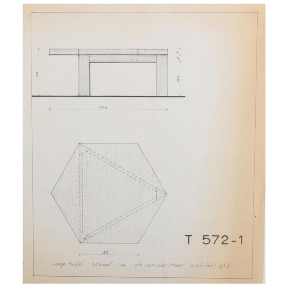 Image 1 of Table basse hexagonale en acajou par Wim Den Boon, années 1960