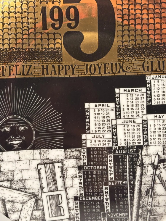 Fornasetti 1995 Ceramic Calendar Plate, Decorative Objects, Porcelain, Surrealism (photo 6 of 10)