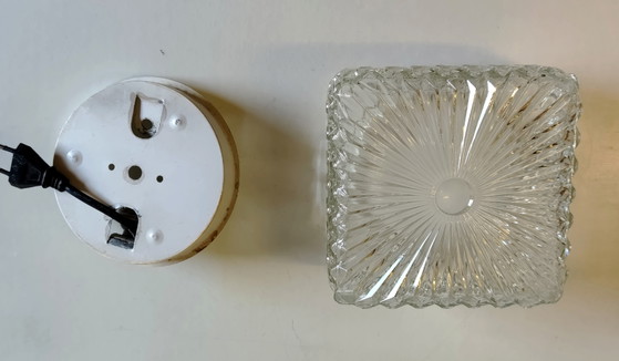 Plafondlampen of wandlamp van gegoten glas - Jaren 70 design (photo 8 of 8)