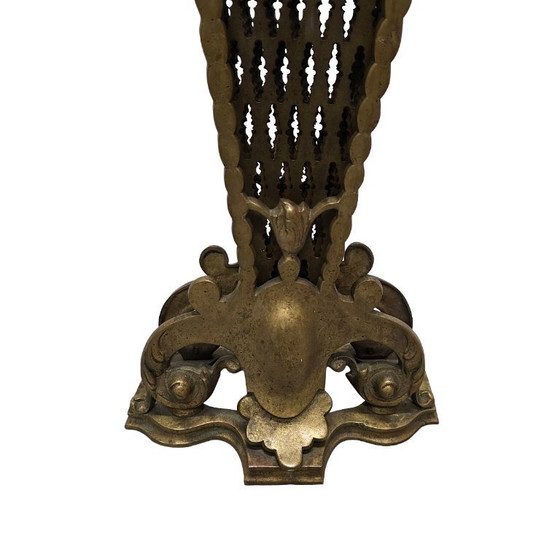 Image 1 of Antique French brass peacock fire screen, late 19th century