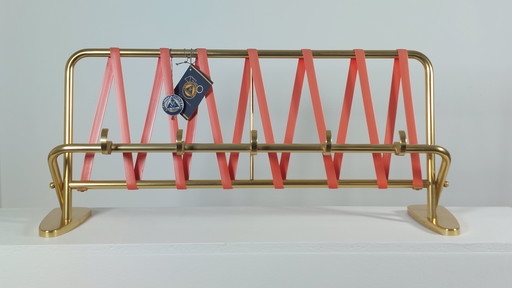 Vintage Mid Century Brass Wall Coat Rack Vollmann Hat Shelf 1960s