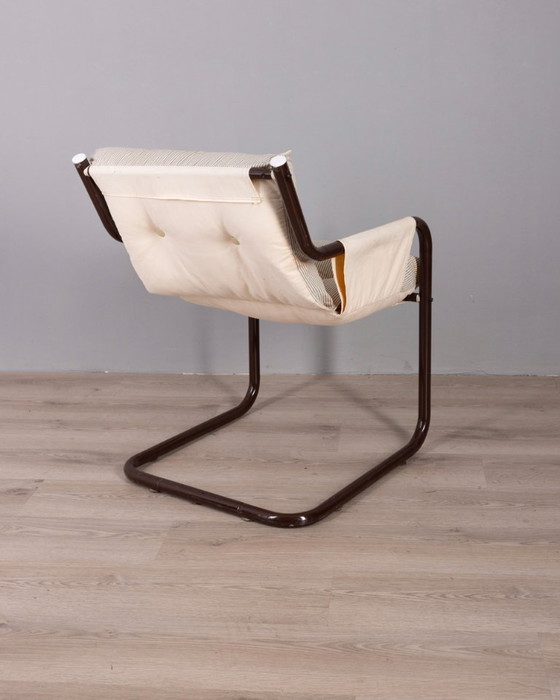 Image 1 of Poltrona vintage anni '70 in metallo e tessuto, design scandinavo.