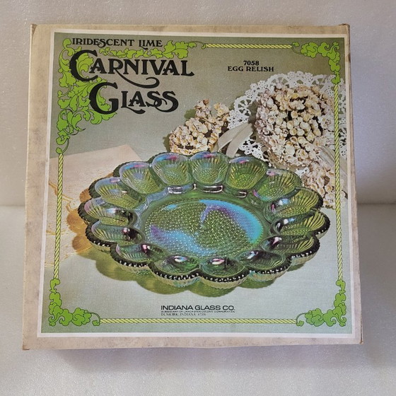 Image 1 of Aperitiefschaal van carnavalsglas, Indiana, VS, vintage 1960-1970
