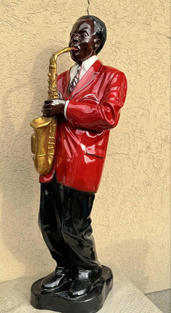 Vintage Large black American jazz figurine – Sculptures, Plastique, Mid Century Modern (photo 3 of 9)