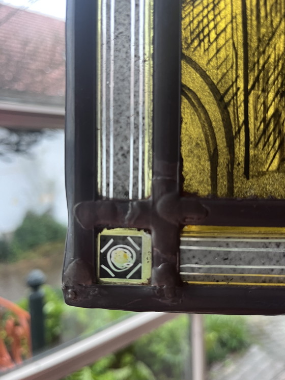 Image 1 of Vetrata al piombo con immagine di Maastricht