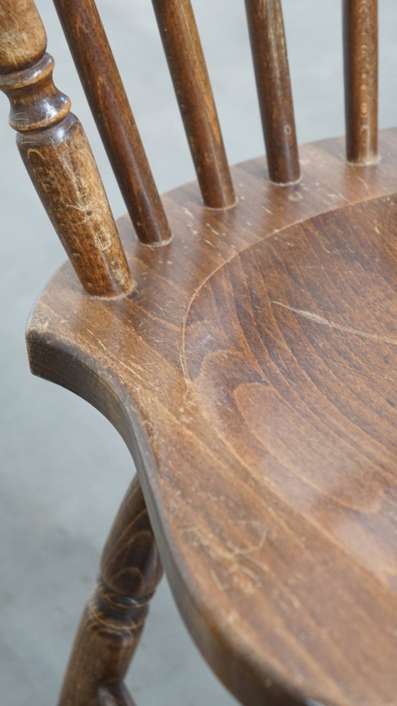 Image 1 of 6 x Antiker holländischer Holzbarhocker