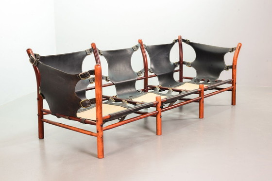 Image 1 of Beautiful Arne Norell 3-Seat ‘Ilona’ Rosewood Sofa for Arne Norell AB Aneby Möbler with Autumn Leaves Fabric Upholstery. Sweden.