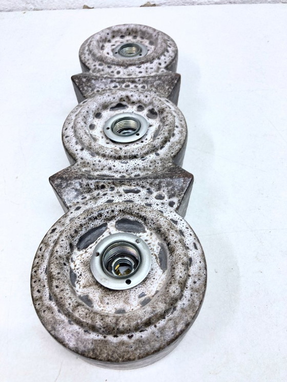 Image 1 of Two triple wall lamps from the 1960s/70s, brutalist style, PAN ceramics