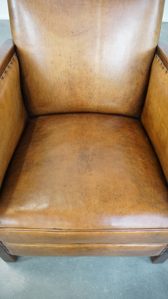 Image 1 of Poltrona in stile Art Déco in pelle di pecora e legno