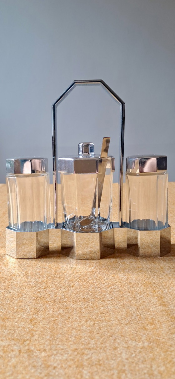 Image 1 of Vintage salt, pepper, and mustard set, 1980s