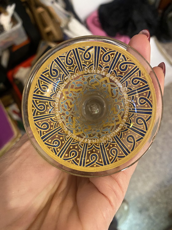 Image 1 of Vidrio antiguo esmaltado y dorado de Lobmeyr con caligrafía islámica.