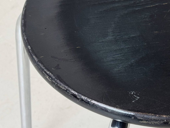 Image 1 of Tabouret à structure chromée et assise en bois, par Zingg-Lamprecht, années 1970