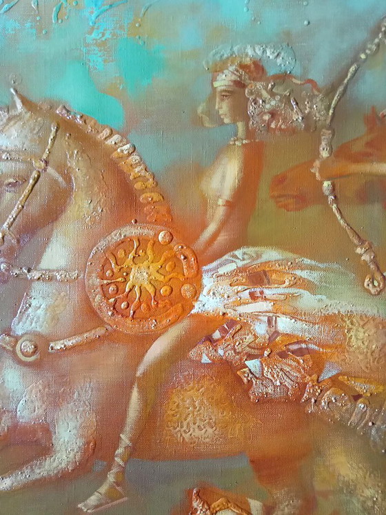 Origineel Olieverfschilderij Abstract Expressionisme Figuratieve Amazones – Schilderijen & Tekeningen, Canvas (photo 2 of 8)