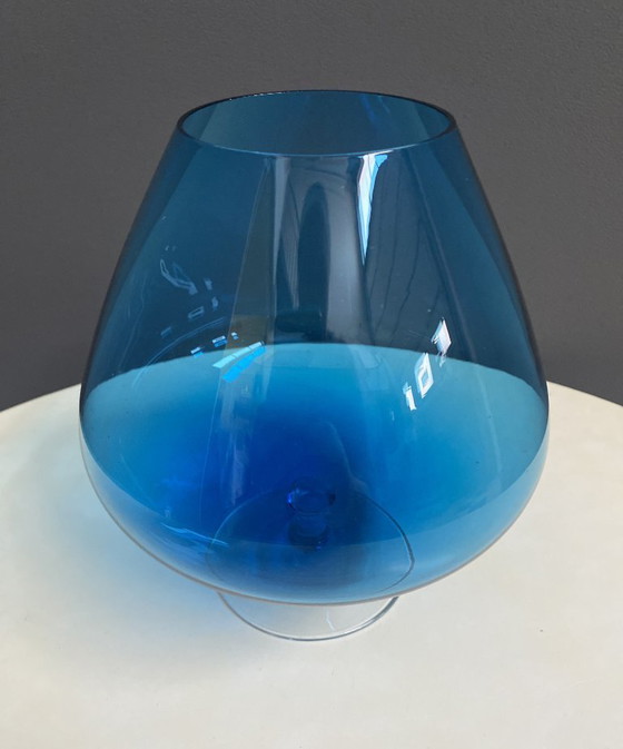Image 1 of Empoli Blue large cognac glass shape vase 1960s