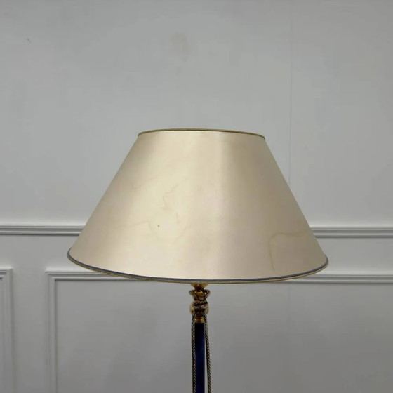 Italienische Pr. vergoldete Stehleuchte mit Seilen, Stehleuchten, Metall, Blau, Hollywood Regency (Foto 2 von 9)