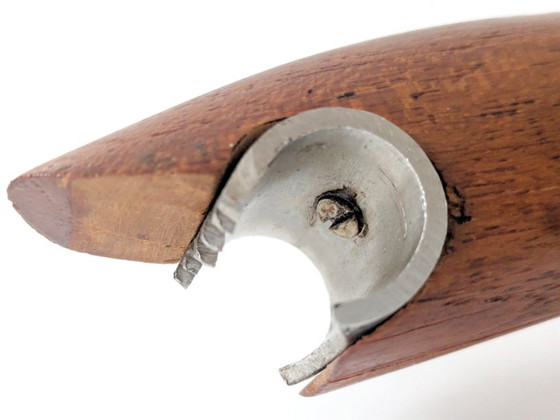 Image 1 of Midcentury Danish Teak Shark Bottle Opener, 1960s Sculptural Barware, Home Bar Gift