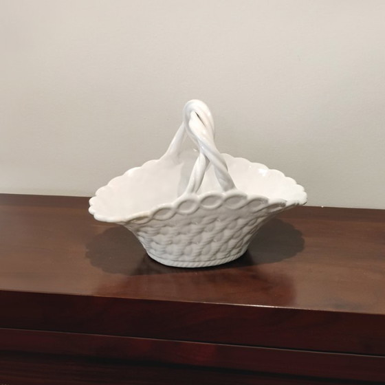 Centrotavola / Cesto in ceramica Art Déco Manises – Terracotta bianca intrecciata – Oggetti decorativi (photo 9 of 12)