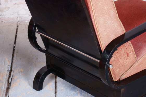 Two Restored Art Deco Reclining Armchairs, By Halabala, UP Závody, Czech. 1920s – Metal, Textile (photo 3 of 15)