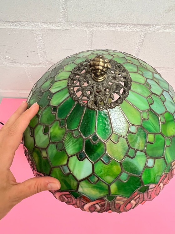 Image 1 of Green leaves Tiffany style Art Nouveau Art Deco table lamp desk living room lamp stained glass