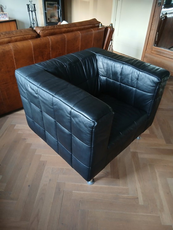 Image 1 of Vintage Leather Cube Armchair in Wittmann Style