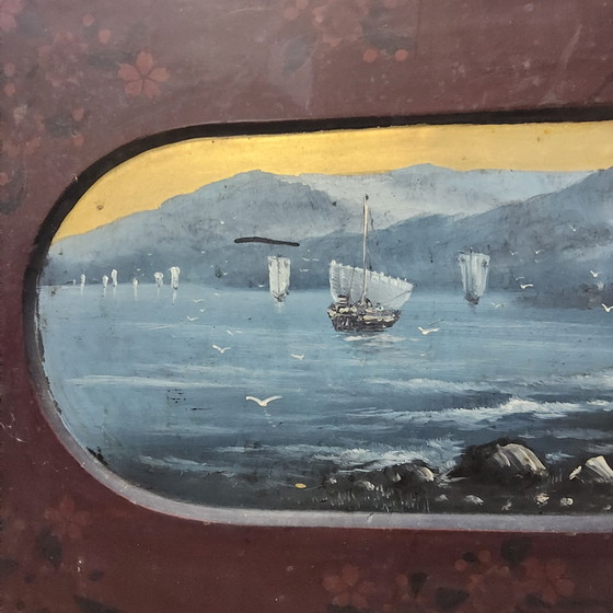 Vintage Rood Chinees Kamerscherm (Traditioneel Landschap Tempels) Oosters / Bohemian Paravent (photo 12 of 15)