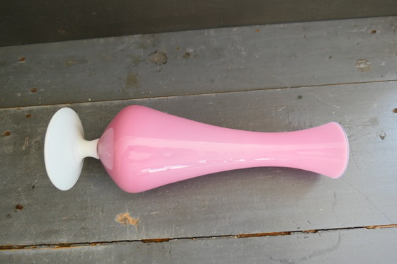 Image 1 of Vintage Stelvia Opalina Fiorentina Vase Pink White