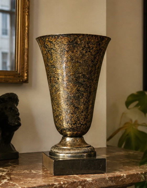 Image 1 of Coppa decorativa vintage in metallo anticato placcato argento