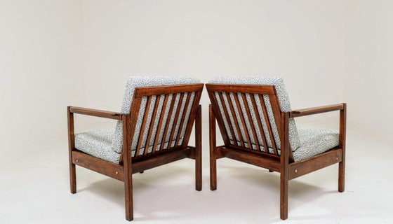 Image 1 of Zwei Sesselpaar Mid Century Modern Kissen Bouclè Polsterung