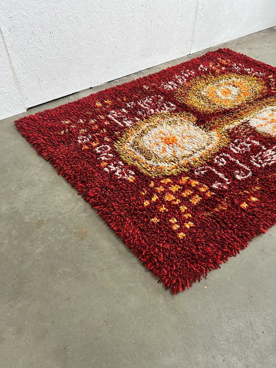 Image 1 of Scandinavian Vintage Wool Rug, Rya, Sweden 1960s