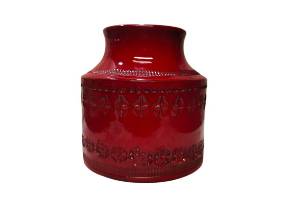 Image 1 of Bitossi Rimini Rosso Vase 1960er | Aldo Londi Italian Mid-Century Ceramic Red Glazed Design