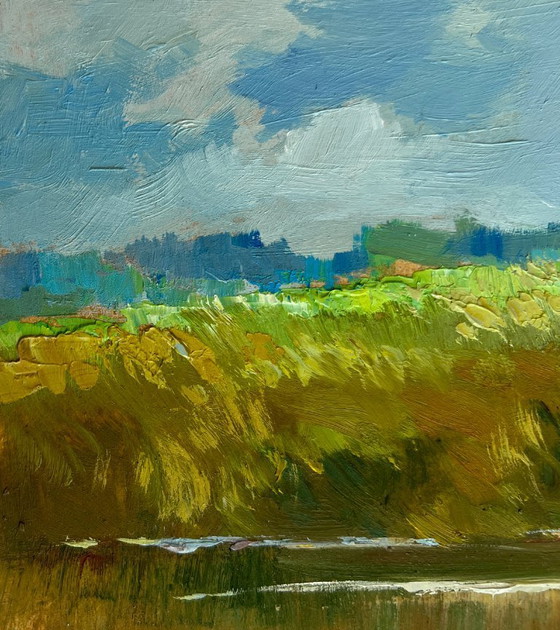 Image 1 of Original Oil Painting Summer Coastal Landscape Enjoying the natural silence