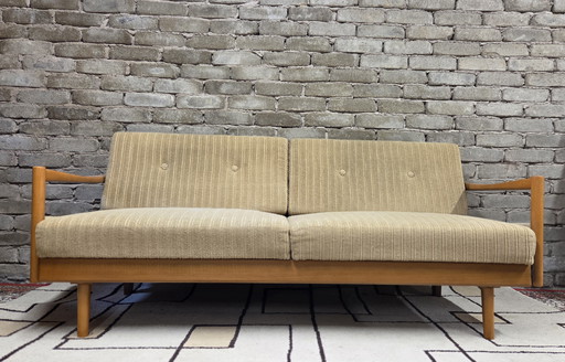 Divano trasformabile vintage Stella in stile scandinavo, in legno di faggio - anni '70
