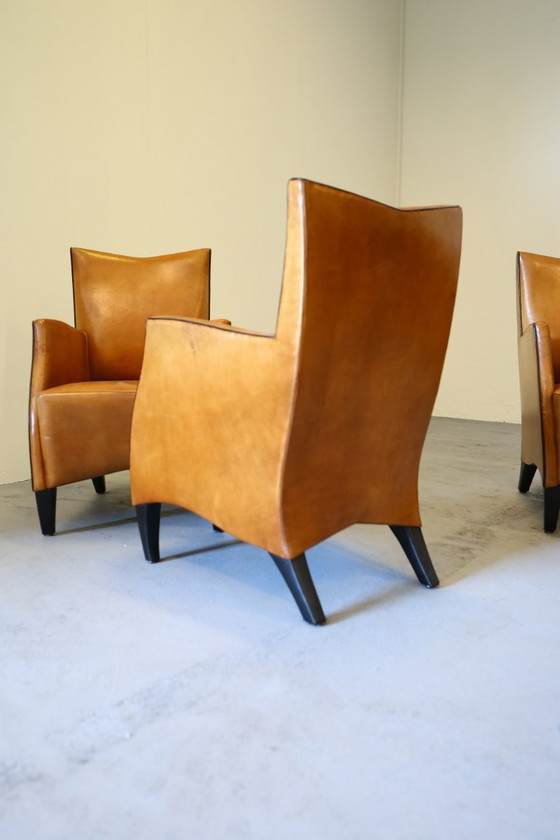 Image 1 of 8x Model Bergere Bart van Bekhoven for Artistiek Breda sheepskin dining chairs