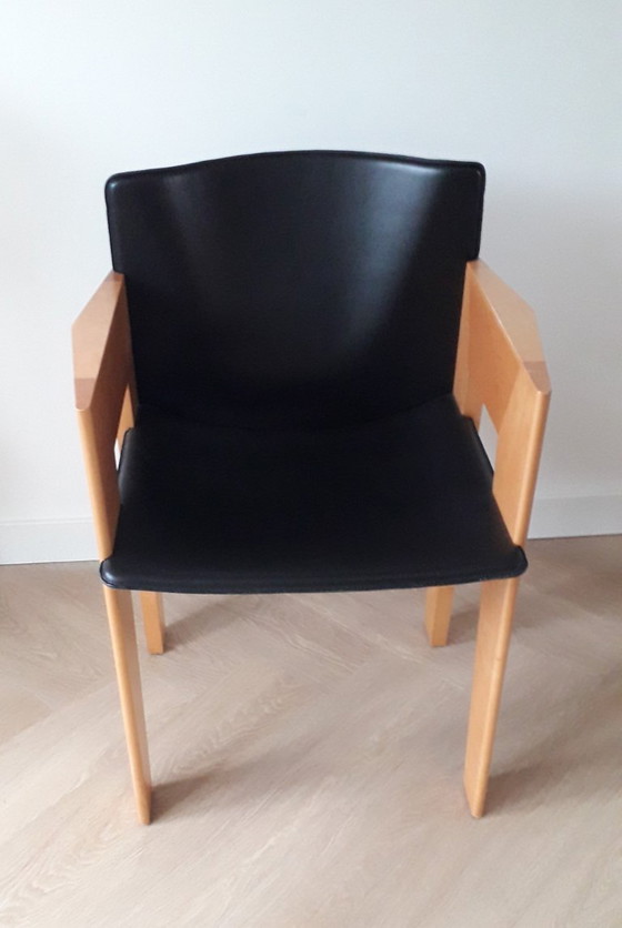 Image 1 of Arco Dining Chair design wooden leather chair Arnold Merckx