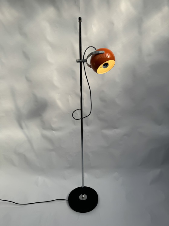 Image 1 of Vintage oranje vloerlamp in de vorm van een oog, retro design uit de jaren 70