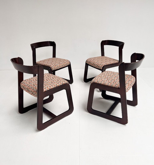 Set di 4 sedie Willy Rizzo rivestite, anni '60