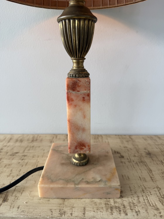 Image 1 of Vintage tafel lamp met onyx marmer