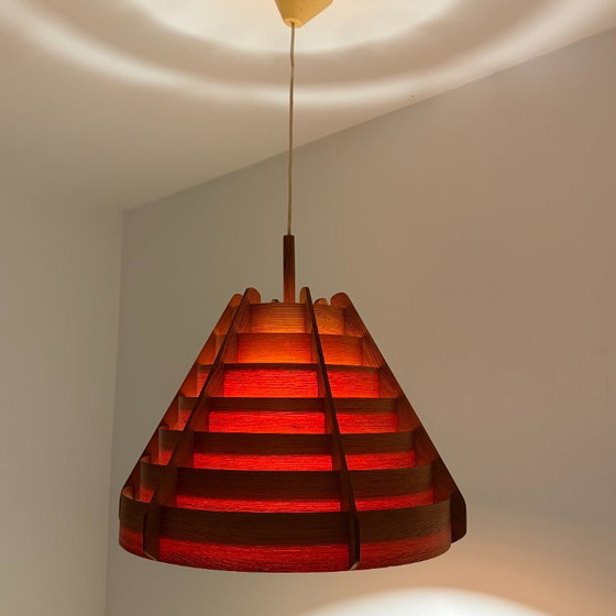 Designer pendant lamp by Hans-Agne Jakobsson for AB Ellysett Markaryd - 1960s. – AB Ellyset Markaryd., Wood (photo 9 of 19)