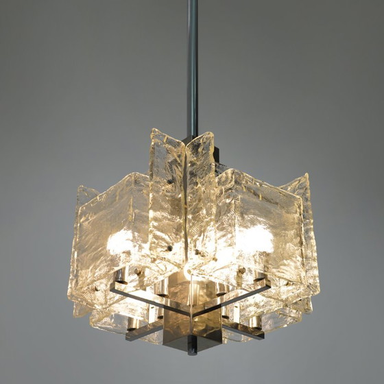 Kroonluchter van verchroomd metaal en glas, jaren 70 – Plafondlampen, Metal (photo 7 of 15)