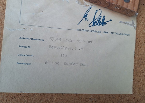 Image 1 of Brutalist design coffee table by Vierhaus with copper work by Wilfried Redeker