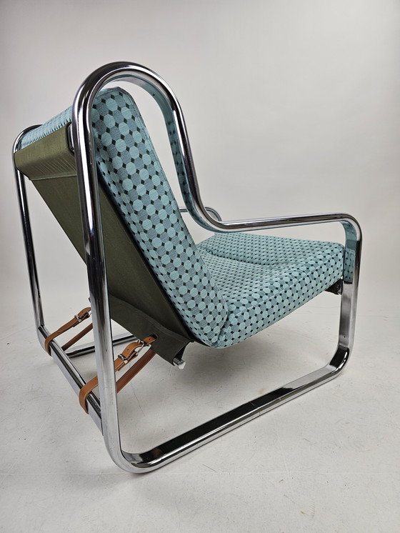 Image 1 of Set of 2 Italian chairs in chrome frame and completely reupholstered