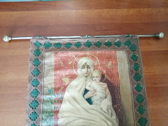 Image 1 of Banner mit Madonna und Kind aus den frühen 1900er Jahren