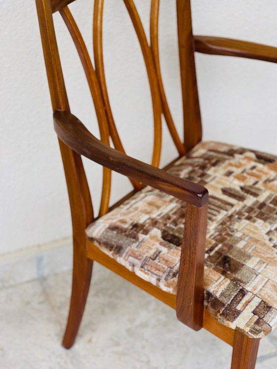 Image 1 of Paire de chaise et fauteuil vintage en teck et tissu, 1960