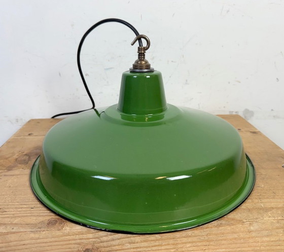 Image 1 of Lampada a sospensione in smalto verde industriale, anni '60
