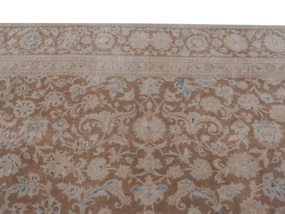 Image 1 of Vintage Ziegler Tabriz rug, brown and blue, 400 x 276 cm, for living room and dining room.