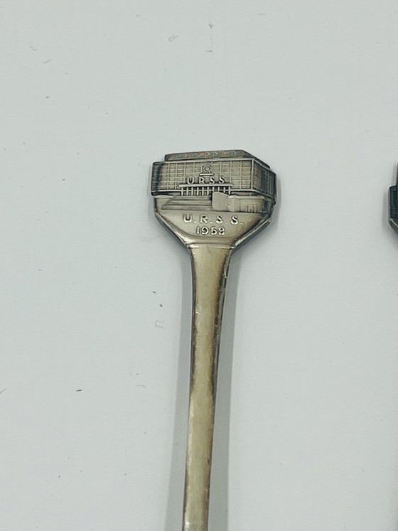 Set of 4 Souvenir Spoons Expo 58 Rare Pavilions, Cutlery Sets, Metal, Silver (photo 5 of 12)