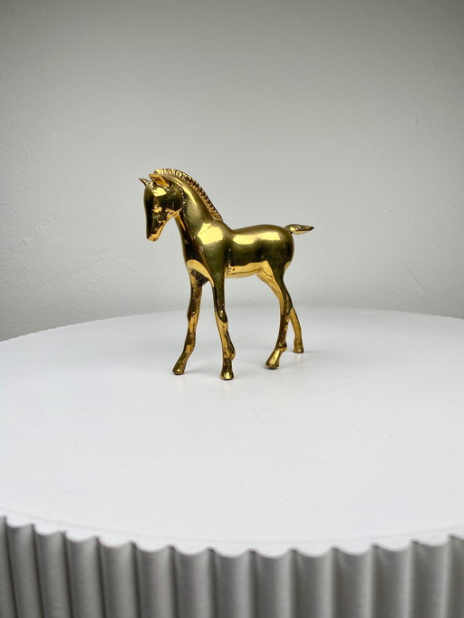 Vintage Brass Horse/Foal Sculpture - Minimalist/Modern Mid-Century Style Home Decoration