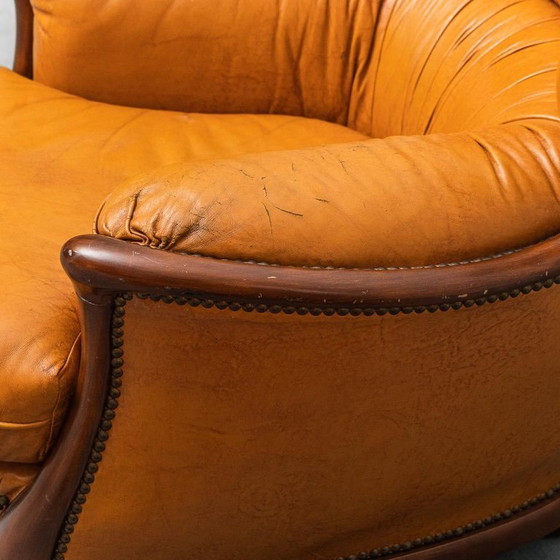 Image 1 of COPPIA DI POLTRONE IN PELLE E LEGNO ANNI ’50 VINTAGE MODERNARIATO